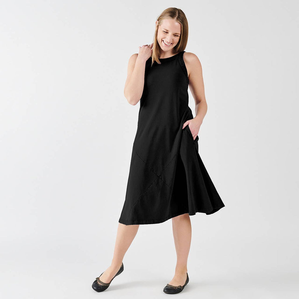 Maggie's Organics - Organic Cotton Midi Tank Dress Black / MEDIUM - DRESSES Maggie's Organics - Organic Cotton Midi Tank Dress Black / MEDIUM - DRESSES