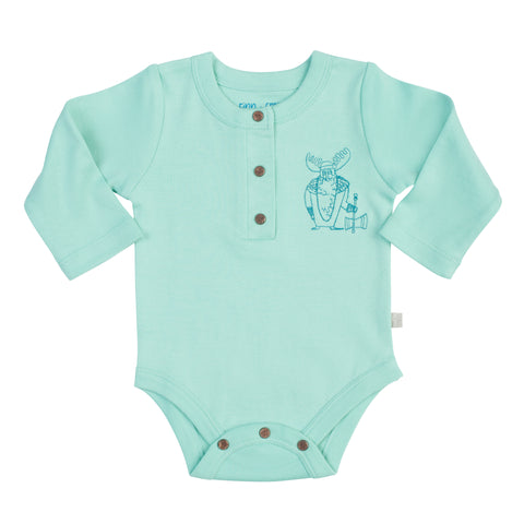 Finn & Emma Long Sleeve Pool Blue Onesie with Viking