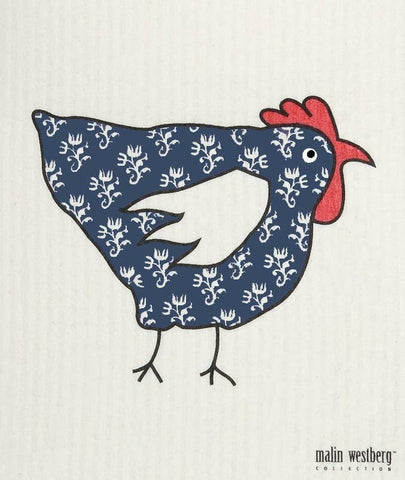 Tapethona Chicken Dark Blue Swedish Dishcloth