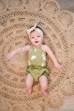 Sage Cactus | Organic Criss-Cross Bodysuit and Ruffle Bloomer Set