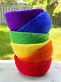 Felted Primary Rainbow Bowls - Set Of Six
