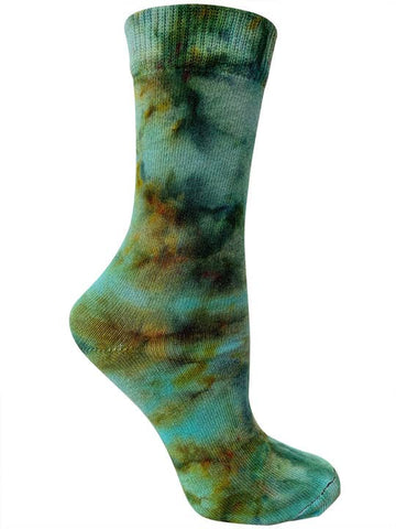 Kokomo Green Tie Dye Organic Cotton Crew Socks
