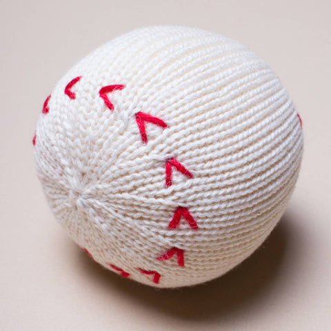 Organic Baby Toy - Handmade Baseball Rattle