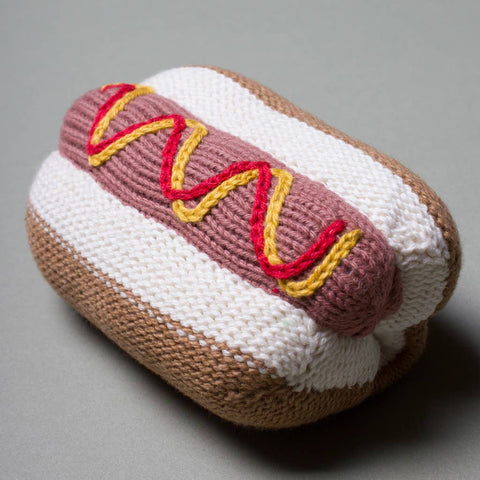 Handmade Organic Hot Dog Rattle
