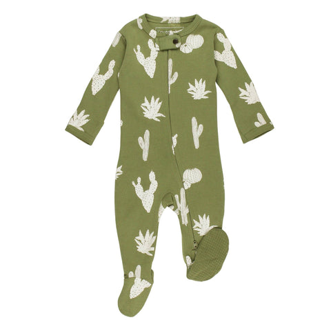 Sage Cactus | Organic Zipper Footie