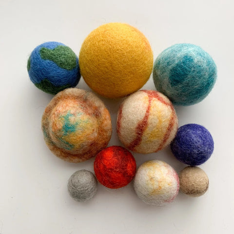 Felt Planet Set Of Ten - With Drawstring Storage Bag