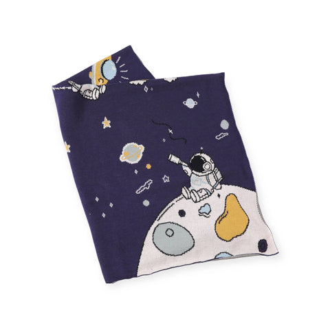 Organic Cotton Knit Astronaut Jacquard Baby Blanket