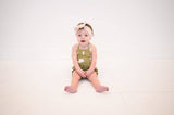 Sage Cactus | Organic Criss-Cross Bodysuit and Ruffle Bloomer Set