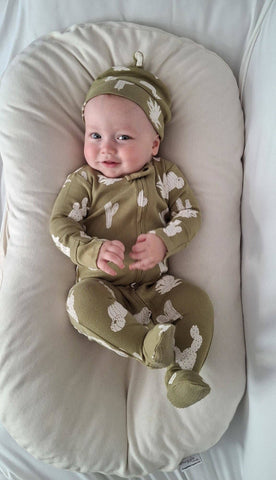 Sage Cactus | Organic Zipper Footie