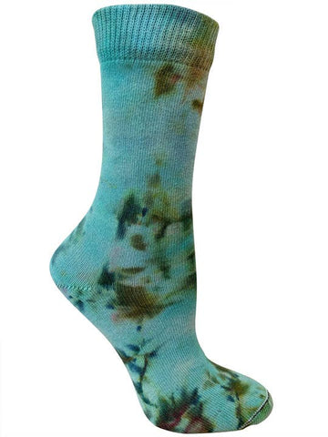 Kokomo Green Tie Dye Organic Cotton Crew Socks