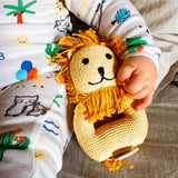 Organic Baby Toys - Newborn Rattles | Lion (Machine Washable)
