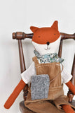 Woolgrass Farm Florette the Fox doll - Corduroy Overalls - Handmade Doll