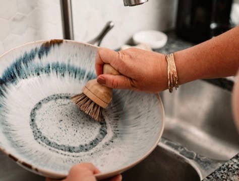 New Bamboo Pot Scrubber - With replaceable head