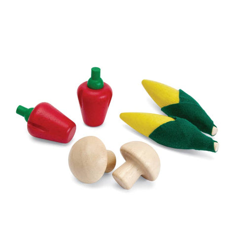 Fresh produce Set: Corns, Mushroom, & Red Bell Peppers