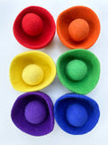 Felted Primary Rainbow Bowls - Set Of Six