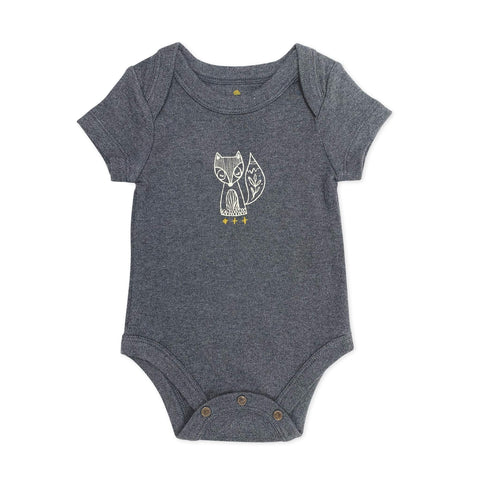 Finn & Emma Beluga Heather Gray with Fox Short Sleeved Bodysuit