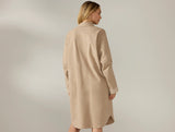Cloud Brushed Organic Flannel Nightshirt - Camel Heather
