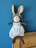 Zoe Rabbit in Spring White Linen Dress and Flower Crown