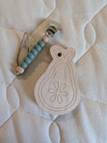 Wooden Pear Teether with Beaded Clip