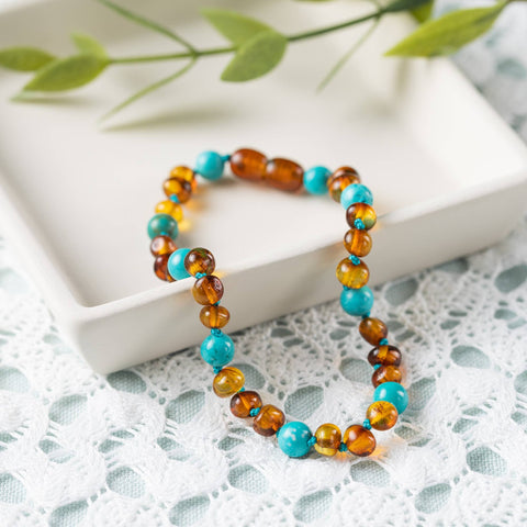Pet | Turquoise + Cognac Amber Collar