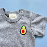 Avocado Embroidery Baby Bodysuit in Organic Cotton (Handmade)