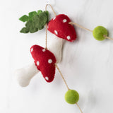 Red Spotted Felt Mushroom Garland