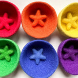 Felted Primary Rainbow Bowls - Set Of Six
