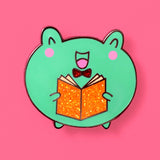 Kawaii Frog Reading Enamel Pin