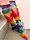 Rainbow Tie Dye Organic Cotton Women's Knee-High Socks