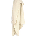 Scallop Classic Knit Baby Blanket + Elephant Rattle Gift Set