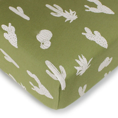Sage Cactus | Organic Crib Sheets