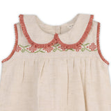 Poppy Floral Embroidered Baby Romper -Linen Blend