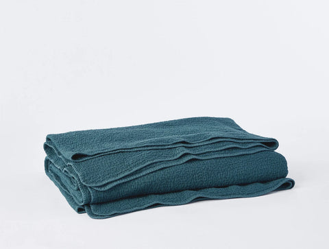 Cascade Organic Matelasse Blanket - Aegean - Full/Queen