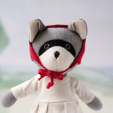 Gwendolyn Raccoon in Natural Tunic and Red Bonnet