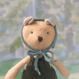 Nicholas Bear Cub in Picnic Overalls and Bonnet