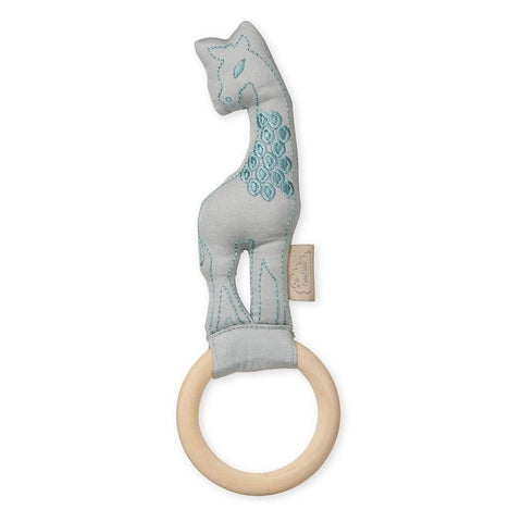 Giraffe Rattle on Wooden Ring