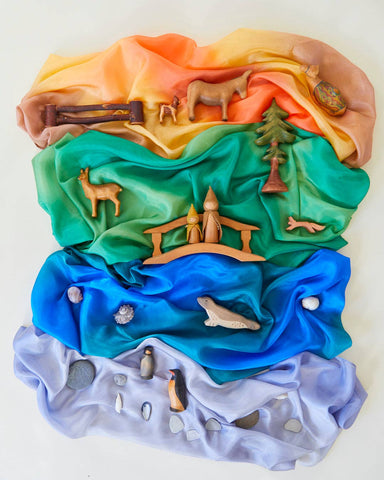Earth Playsilks - Open-Ended 100% Silk, Natural Waldorf Toys