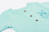 Finn & Emma Long Sleeve Pool Blue Onesie with Viking