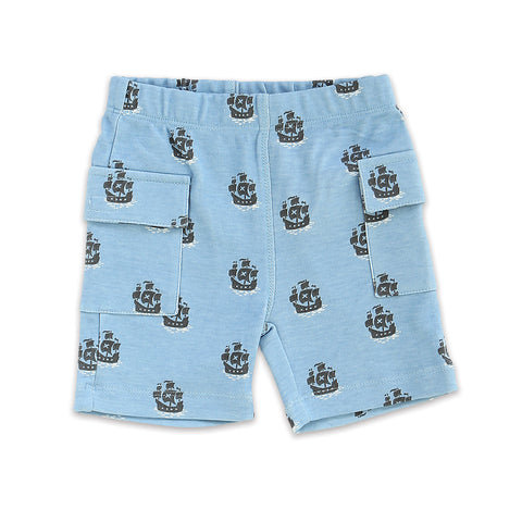 Organic Cotton Cargo Pocket Shorts (Little Pirate Print)