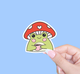 Cute frog sticker, Laptop sticker, Water bottle sticker