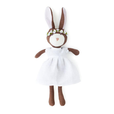 Zoe Rabbit in Spring White Linen Dress and Flower Crown